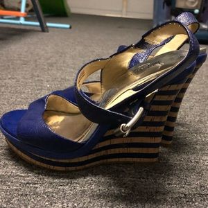 Michele Kors wedge sandals in blue.